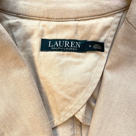 NWT Lauren Ralph Equestrian Leather Trim Stretchy Cotton blend Blazer Jacket - Picture 8 of 13
